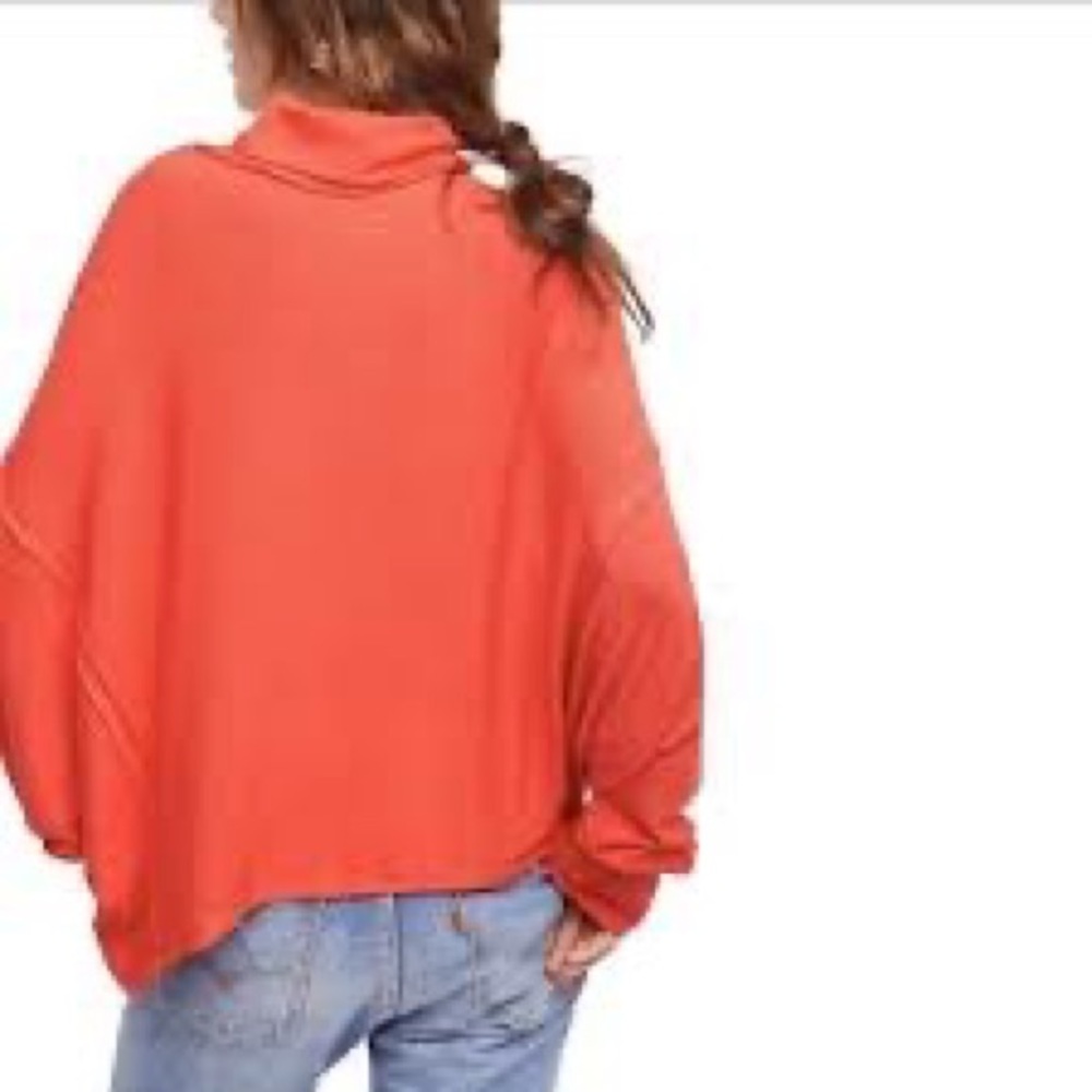 NWOT Free People We The Free Red Slouchy Dolman Sleeve Turtleneck Sweater Sz S - Picture 2 of 8